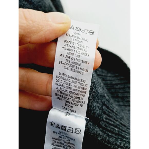 Frederik Anderson Copenhagen Wool Blend Sweater Collared, Toggle Closure Gray L - Picture 4 of 5